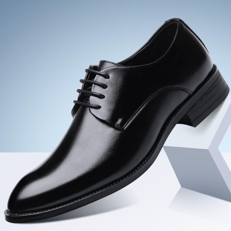 YYUIJK Men's Oxford Formal Shoes Classic Lace-up Dress Shoes Business Casual Oxford PU Leather Shoes Black 7
