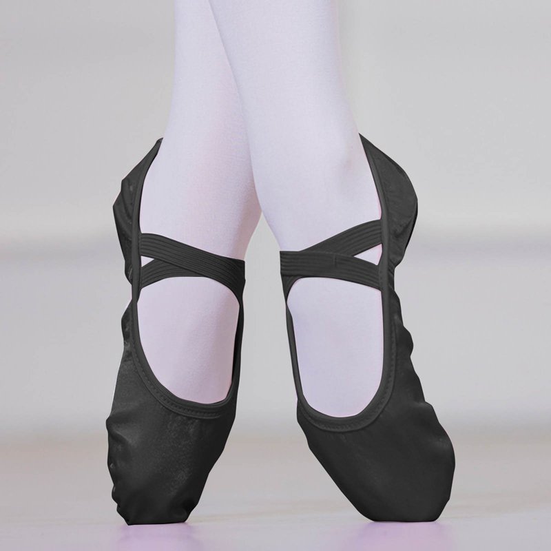ZACPNCV Canvas Ballet Dance Shoes Girls Womens Ballet Shoes Stretch Split Sole For Perform Dance Yoga Black 3-4 Years