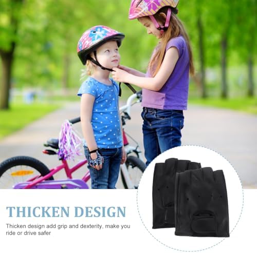 1 Pair 5-13 Old Kids' Faux Leather Gloves Outdoor Children'S Gloves Half-Finger Kids Leather Childrens Leather Children'S Half Finger