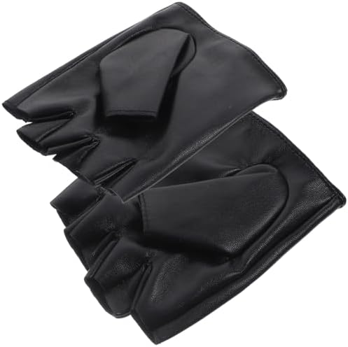 1 Pair 5-13 Old Kids' Faux Leather Gloves Outdoor Children'S Gloves Half-Finger Kids Leather Childrens Leather Children'S Half Finger