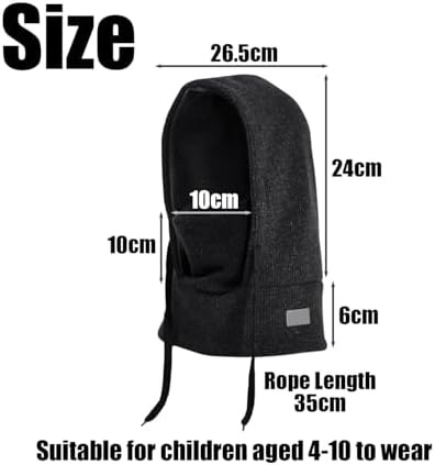 1 Piece Of Children's Windproof Hat Children's Warm Hat Winter Cold Protection Products Knitted Hat Ski Mask Black