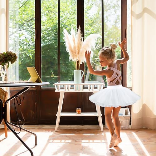 1 Piece White Dress Tutu For Girls Ballet Tutu Tulle Tutu Ballet Dance Costume Elastic Style Skirt Tutu Skirt Puffy Skirt For Girls Stage Performance