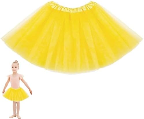 1 Yellow Tutu Ballet Dance Skirt for Girls Aged 3-12 Princess-Themed Birthday Party Costume 30 cm Length Soft Tulle Layered Design Perfect for Dance Recitals and Photo Shoots