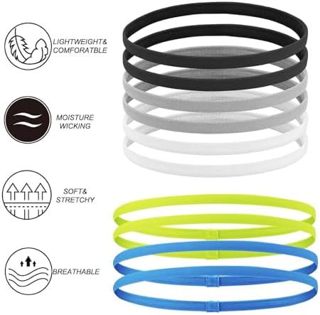 10 Pcs Boys Headband For Kids Sports Headband For Boys Men Women Elastic Sports Hairbands Non Slip Thin Headbands Sport Hair Band For Football Running Yoga Workout (Multicolour)