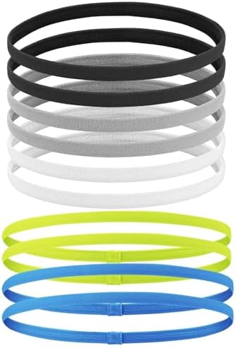 10 Pcs Boys Headband for Kids Sports Headband for Boys Men Women Elastic Sports Hairbands Non Slip Thin Headbands Sport Hair Band for Football Running Yoga Workout (Multicolour)