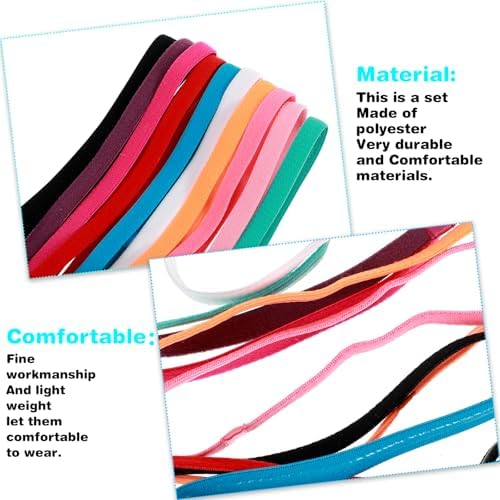 10 PCS Sports Hairband Elastic Silicone Grip Exercise Hair Multicolor Thin Elastic Headbands Nylon Seamless Headbands Colored Skinny Stretchy Headbands For Women Kids Men Doing Workout Yoga