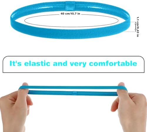 10 PCS Sports Hairband Elastic Silicone Grip Exercise Hair Multicolor Thin Elastic Headbands Nylon Seamless Headbands Colored Skinny Stretchy Headbands For Women Kids Men Doing Workout Yoga