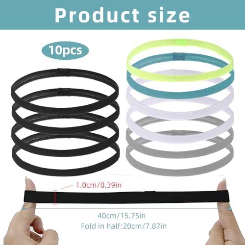 10PCS Boys Headband For Kids Kids Headbands Elastic Boys Hair Band Sports Headband Kids Non Slip Sports Headband Set Silicone Grip Sport Hair Band For Yoga Football Running For Women Men(Multicolour)