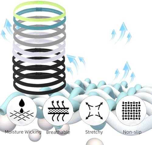 10PCS Boys Headband For Kids Kids Headbands Elastic Boys Hair Band Sports Headband Kids Non Slip Sports Headband Set Silicone Grip Sport Hair Band For Yoga Football Running For Women Men(Multicolour)