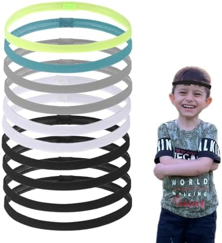 10PCS Boys Headband For Kids Kids Headbands Elastic Boys Hair Band Sports Headband Kids Non Slip Sports Headband Set Silicone Grip Sport Hair Band For Yoga Football Running For Women Men(Multicolour)