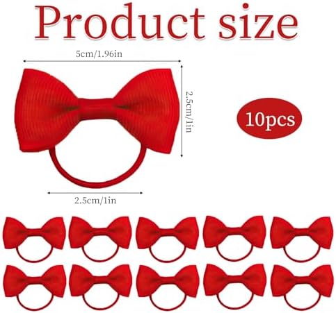 10PCS Hairs Accessories Red Hair Bow Elastics Bands Bobbles Headbands Nylon Bows Head Wraps Ties For Girls Small Ribbon Clips Hairbands Holder Set Mini Burgundy