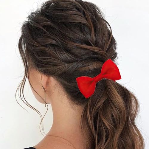 10PCS Hairs Accessories Red Hair Bow Elastics Bands Bobbles Headbands Nylon Bows Head Wraps Ties For Girls Small Ribbon Clips Hairbands Holder Set Mini Burgundy