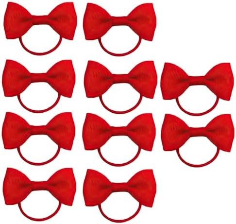 10PCS Hairs Accessories Red Hair Bow Elastics Bands Bobbles Headbands Nylon Bows Head Wraps Ties For Girls Small Ribbon Clips Hairbands Holder Set Mini Burgundy