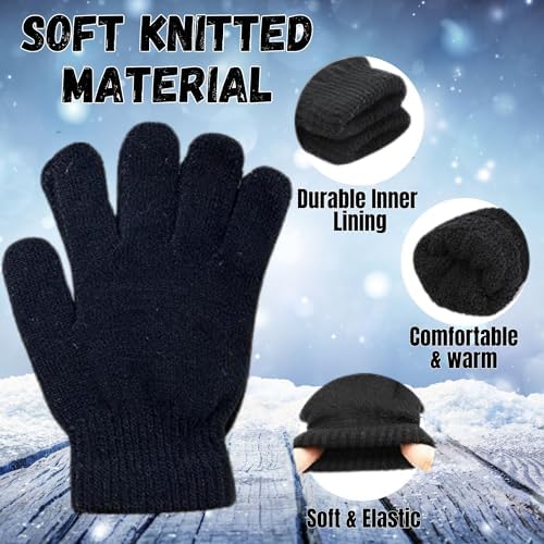 12 Pairs Kid's Winter Magic Gloves Children Stretchy Warm Magic Gloves Boys Or Girls Knit Gloves