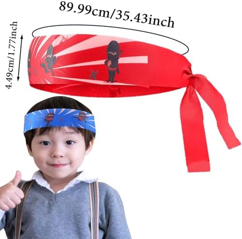 12 Pcs Ninja Party Headbands - Karate Themed Accessories For Kids Birthday Decorations Martial Arts Fancy Dress Costume Bandanas Children's Ninja Festival Favors