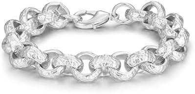 12mm Kids White Gold Filled Patterned Belcher Bracelet (6.5 Inch) Teens Petite Size