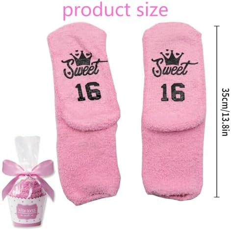 16th Birthday Gifts Girl16th Birthday Gifts For Girls Pink Fluffy Socks Birthday Presents Gifts For 16 Year Old Girls Birthday Socks Sweet 16 Gifts For Girls Birthday Decorations Funny Stocking Filler