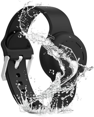 1PCS Kids Wristband for Airtag Waterproof Silicone Watch Band for airtag Adjustable and Durable Kids Tracking Band Compatible with Apple Airtag for Toddler Child GPS Tracking Tagging(Black)