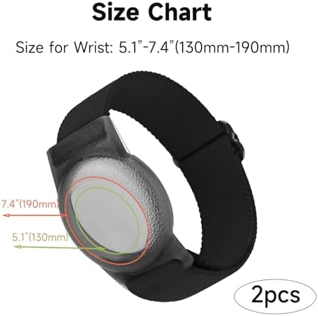 2 Pack Airtag Watch Strap For Kids Airtag Tracking Watch Wrist Strap Child Air Tag & Anti-Lost For Apple Item Finder Anti-Scratch Bracelet Kids Stretchy Adjustable Bracelet For Boys Girls（Black）