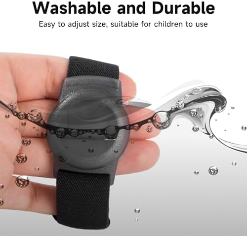 2 Pack Airtag Watch Strap For Kids Airtag Tracking Watch Wrist Strap Child Air Tag & Anti-Lost For Apple Item Finder Anti-Scratch Bracelet Kids Stretchy Adjustable Bracelet For Boys Girls（Black）