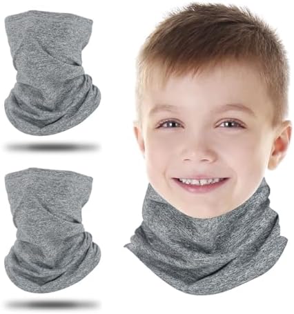 2 Pack Fleece Windproof Neck Gaiter Face Covering Mask Winter Kids Neck Warmer Outdoors Mutifunctional Headwear Balaclava for Boys and Girls