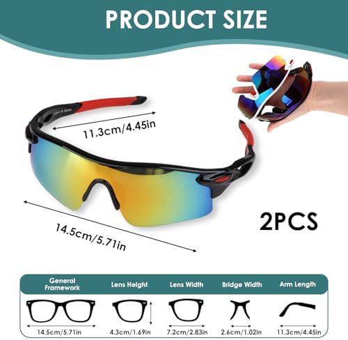 2 Pack Kids Sunglasses Sports Sunglasses For Boys Girls With UV400 Protection For Running Baseball Cycling Outdoor Activities Visor Children Sun Glasses Multipack For Teens Kids Sports Eyewear