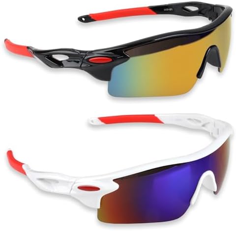 2 Pack Kids Sunglasses Sports Sunglasses for Boys Girls with UV400 Protection for Running Baseball Cycling Outdoor Activities Visor Children Sun glasses Multipack for Teens Kids Sports Eyewear