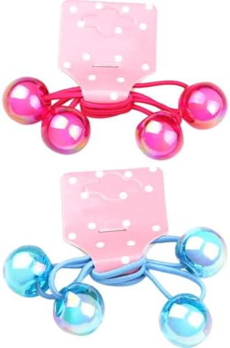 2 Pair Girls Elastic Rubber Band Hair Rope Toddler Children Color Ball Elastic Band Decorative Hairstyle