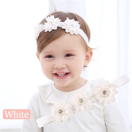 2 Pcs Baby Girls Headband With Grosgrain Ribbon Baby Girl Flower Headbands Newborn Toddler Elastic Hairbands For Babies Toddlers Infant Girls Gift Photography