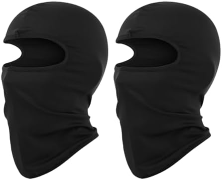 2 Pcs Kids Thin Balaclava Face Mask Sun Proof Head Mask Helmet Liner Balaclava Full Face Cover Ski Mask Child Cycling Hood Black
