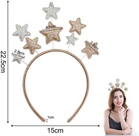 2-Piece Shiny Star Headbands - Gold & Silver Suitable For Women & Girls Perfect For Birthday & Christmas Parties