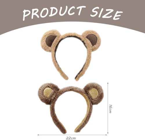 2 Pieces Of Bear Ear Headbands Cute Animal Headbands Role-Play Costume Accessories Cartoon Plush Headbands Decorative Headbands
