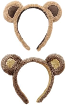 2 Pieces Of Bear Ear Headbands Cute Animal Headbands Role-Play Costume Accessories Cartoon Plush Headbands Decorative Headbands