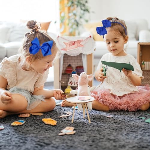 20 Pcs Royal Blue Hair Accessories School Hair Accessories Blue Bows Clips Accessory Girl Baby Bow Ribbon Girls Clip Headband Kit Bands Bobbles Barrettes Headbands For Toddlers Teens Birthday Gift