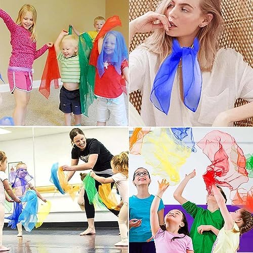 20 Pcs Sensory Scarves Rainbow Colour Kid Sensory Toys Kid Dance Juggling Scarves Silk-like Fabric Square Scarf Coloured Fabric Play Silks For Kid Rainbow Cloth Gymnastics Toy