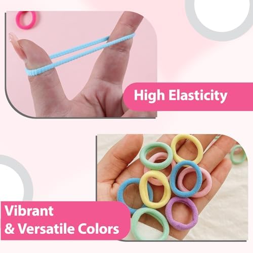 200 Pcs Baby Hair Bands Cotton Bobbles For Girls High Elasticity Candy Colors Toddler Hair Bands 2.5 CM Diameter