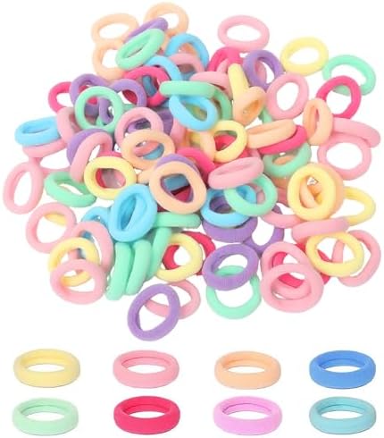 200 Pcs Baby Hair Bands Cotton Bobbles for Girls High Elasticity Candy Colors Toddler Hair Bands 2.5 CM Diameter