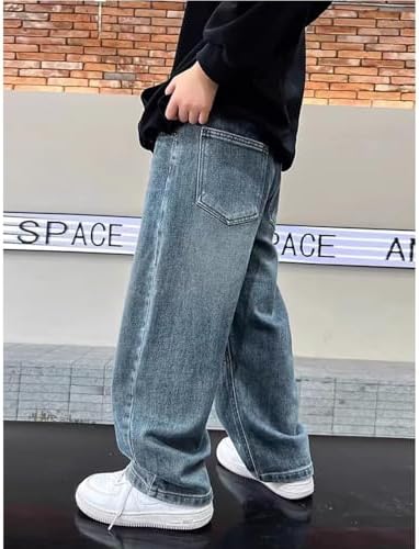 2025 Boys' Jeans Teenager Boys Cargo Trousers Y2K Vintage Baggy Jeans Children's Spring Wide Leg Streetwear Hip Hop Trouser Casual Straight Bootcut Jean Denim Pants With Pockets For Kid Fit