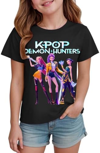 2025 K-Kpop D-Demon H-Hunters Shirt For Girls Kids Top Graphic T-Shirt Tops Vintage Y2k H-Huntrix H-Huntr/X Hip Hop Graphic Shirts Deemon Huunters Shirt Girls Kids Summer Top Short Sleeved Graphi C