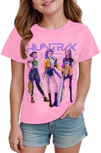 2025 K-Kpop D-Demon H-Hunters Shirt For Girls Kids Top Graphic T-Shirt Tops H-Huntrix H-Huntr/X Hip Hop Vintage Y2k Graphic Shirts DDemon Huunters Shirt Girls Kids Summer Top Short Sleeved Graphi