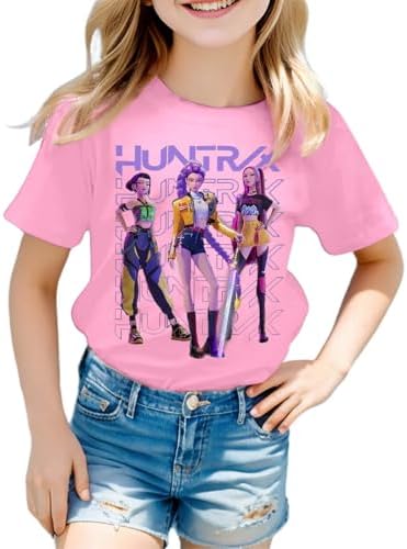 2025 K-Kpop D-Demon H-Hunters Shirt For Girls Kids Top Graphic T-Shirt Tops H-Huntrix H-Huntr/X Hip Hop Vintage Y2k Graphic Shirts DDemon Huunters Shirt Girls Kids Summer Top Short Sleeved Graphi