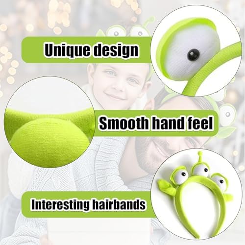 2PCS Alien Headband Set Toy Story Alien Costume Accessories For Halloween Parties Cosplay Events Themed Gatherings Three-Eyed Headwear With Matching Three-Finger Gloves