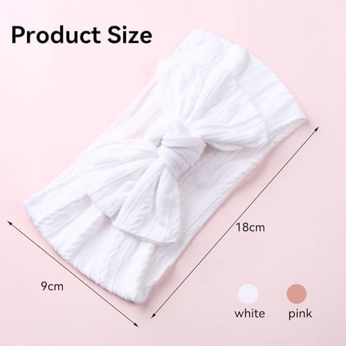 2Pcs Baby Headband Baby Hair Bands Newborn Baby Girl Headbands Adorable Baby Bow Turban Set Of Flexibility Nylon Hair Band For Baby Newborn Toddlers Photography Props Accessories