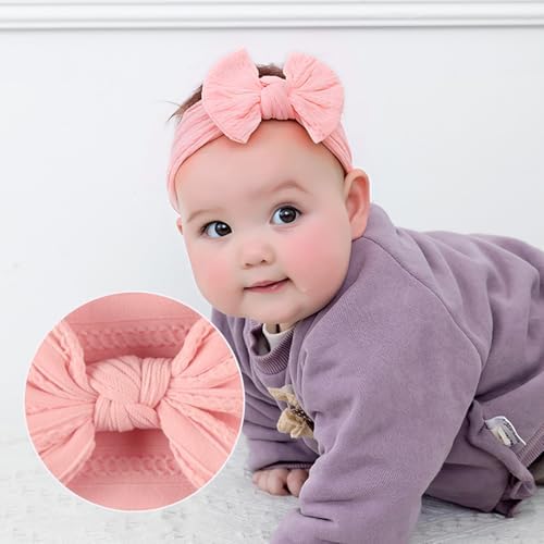 2Pcs Baby Headband Baby Hair Bands Newborn Baby Girl Headbands Adorable Baby Bow Turban Set Of Flexibility Nylon Hair Band For Baby Newborn Toddlers Photography Props Accessories