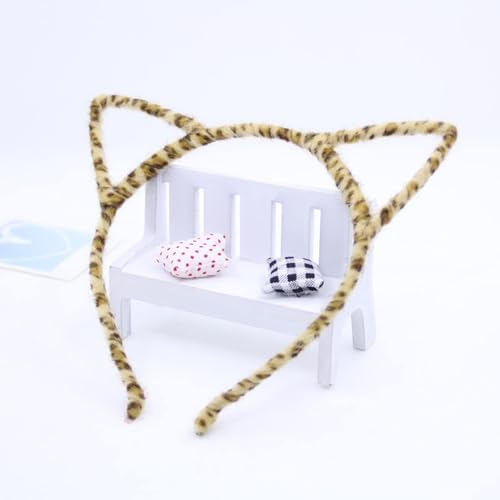 2pcs Cat Ears Headbands Leopard Print Ears & Black Furry Cat Ear Hair Bands Hair Hoops For Women Fancy Dress Cosplay Party Accessories And Daily Wear