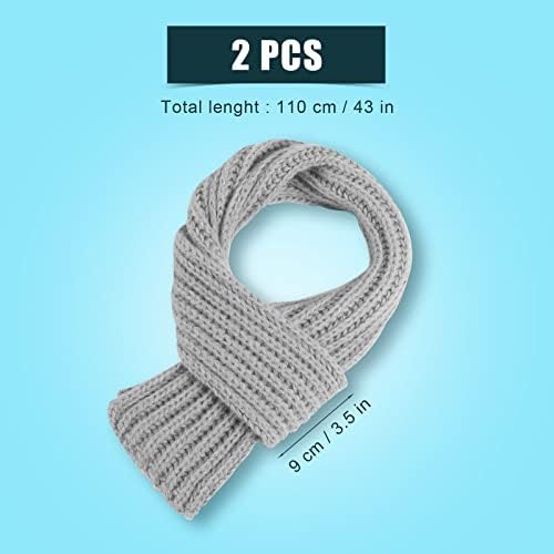 2pcs Kids Scarf Winter Knitted Scarves Warm Snoods Scarf Knit Neck Warmer For Little Boys Girls Toddlers Childrens(Black Grey)