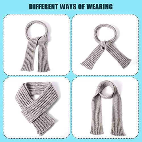 2pcs Kids Scarf Winter Knitted Scarves Warm Snoods Scarf Knit Neck Warmer For Little Boys Girls Toddlers Childrens(Black Grey)