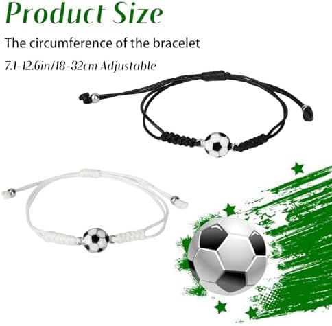 2pcs Soccer Bracelet Adjustable Braided Soccer Matching Bracelet With Card Sport Theme Unisex Jewelry For Football Fan Party Gift Accessories Stuff