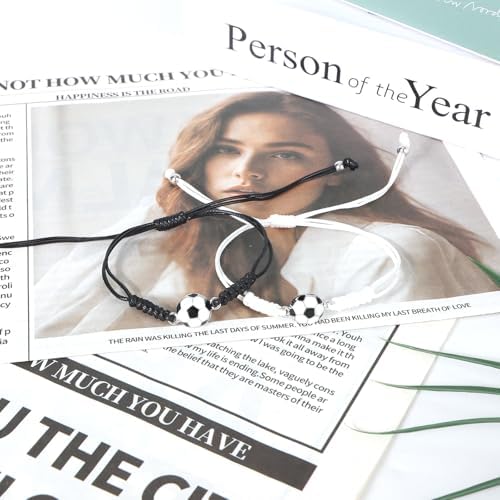 2pcs Soccer Bracelet Adjustable Braided Soccer Matching Bracelet With Card Sport Theme Unisex Jewelry For Football Fan Party Gift Accessories Stuff