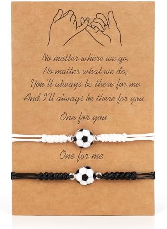 2pcs Soccer Bracelet Adjustable Braided Soccer Matching Bracelet with Card Sport Theme Unisex Jewelry for Football Fan Party Gift Accessories Stuff